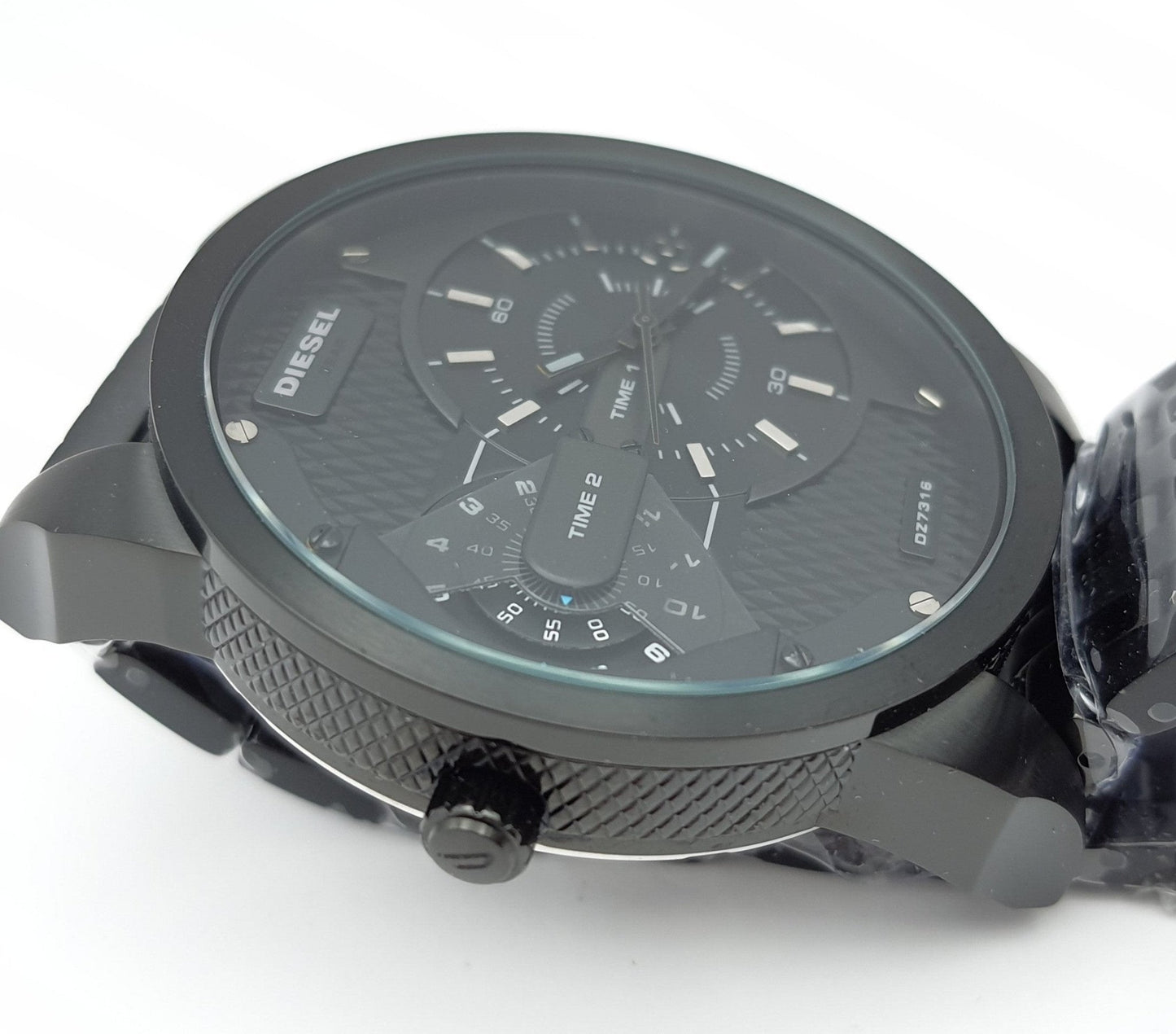 Diesel DZ7316 Mini Daddy Dual Time Men's Watch – Black Dial & Black Stainless Steel Strap