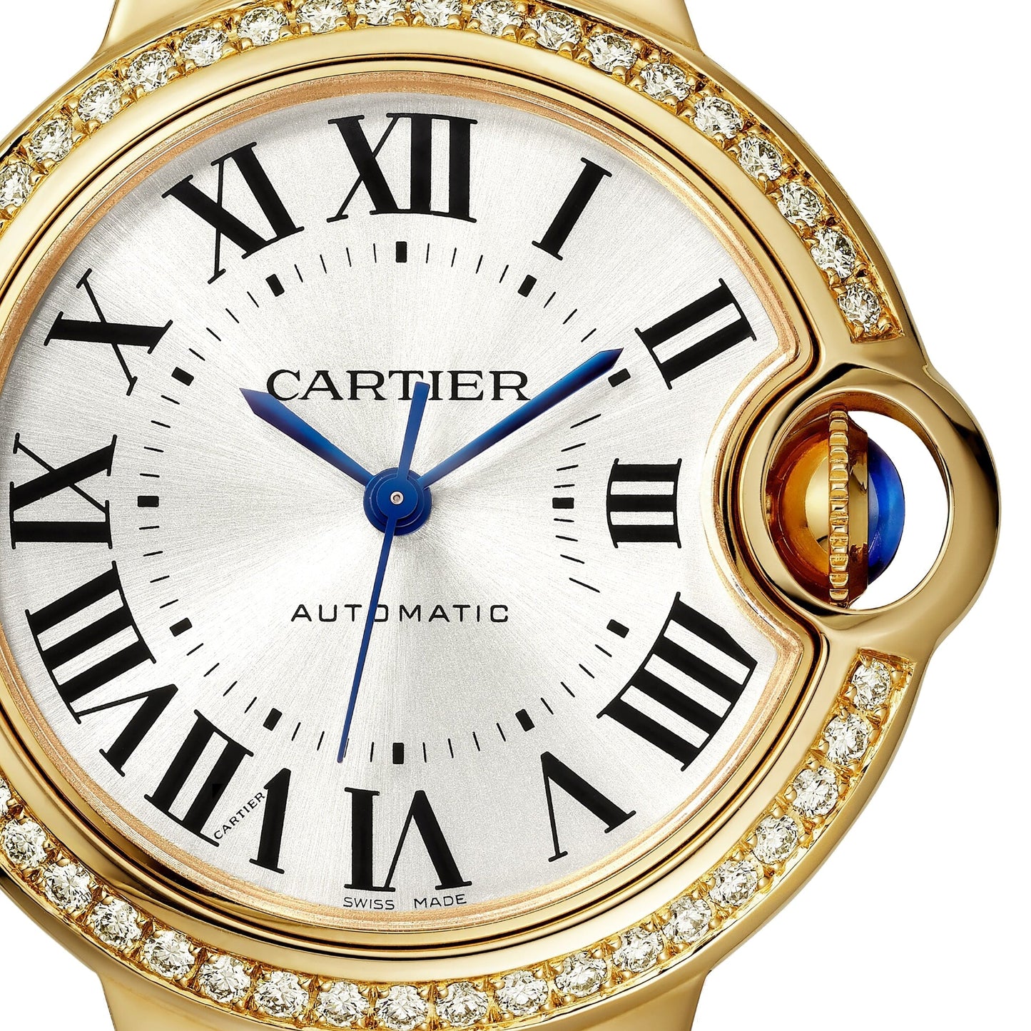 Ballon Bleu de Cartier 33 | 33mm, 18K Yellow Gold, Silver Dial, Yellow Bezel
