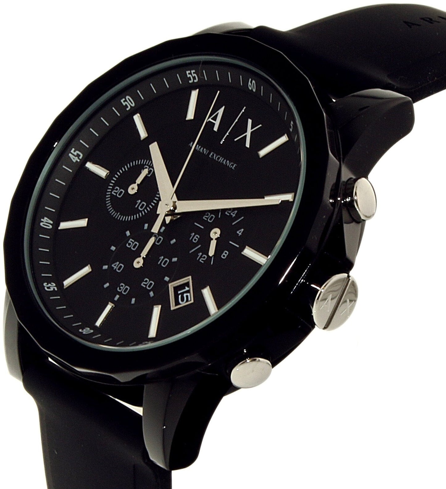 Armani Exchange Outerbanks AX1326 Men's Chronograph Watch – Black Dial with Black Silicone Strap